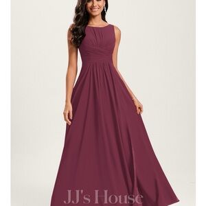 JJs House mulberry Pleated Sleeveless bridesmaids dress
